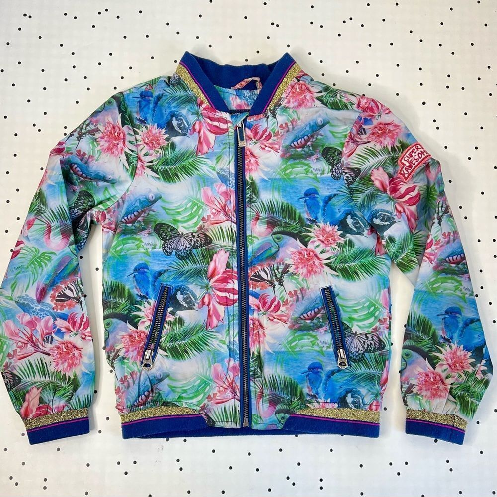 🌸 PETROL INDUSTRIES 🌸 Hawaiian windbreaker jacket kids size 140 cm 10 tropical